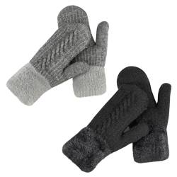 TAGVO 2 Paar Winter Handschuhe Damen, Super Warme Dicke Wollhandschuhe Fingerumwickelte Skihandschuh Winddicht Outdoor Winterhandschuhe für Laufen, Hunde ausführen, Radfahren, Wandern, Snowboarden von TAGVO