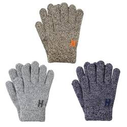 TAGVO 3 Paar Winterkinderhandschuhe, Warme Strickhandschuhe, StretchyMittens Handschuhe für Jungen und Mädchen, Vollfingerhandschuhe für Kinder im Alter von 4 bis 6 Jahren von TAGVO