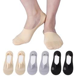 TAGVO 6Paar Damen Füßlinge Unsichtbare Socken, Low Cut Liner Schnitt Willkürlich Unsichtbare Socken mit Rutschfest Silikon, Schweiß Absorbierend Atmungsaktive Bootssocken für Loafer Flache Bootsschuhe von TAGVO