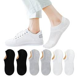 TAGVO 6Paar Damen Füßlinge Unsichtbare Socken Baumwoll,Frauen Low Cut Liner Rutschfeste Lässige Unsichtbare Sneaker Socken Knöchelsocken,Weiche Atmungsaktive Sport kompressions Socken Loafers Sneakers von TAGVO