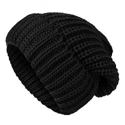 TAGVO Classic Beanie Damen Slouch Beanie Mütze Street Style Grobstrick Warm Wintermütze für Damen Herren für Winterwärmer im Herbst und Wärme Schwarz von TAGVO