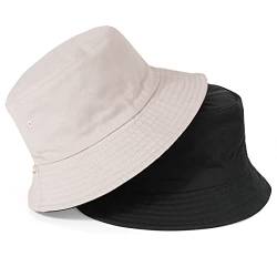 TAGVO Fischerhut Beideseitig Tragen Damen Große Bucket Hat XXL Sonnenhut Outdoor Unisex 100% Baumwolle Faltbar Sommerhut Eimerhut Für Kopf 58-64 von TAGVO