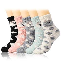 TAGVO Flauschige Kuschel Socken, Winter Warme Bett Socken Hausschuh Socken lässig Urlaub Socken für Frauen Mädchen von TAGVO