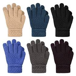 TAGVO Handschuhe & Fäustlinge 6 Paare,Kleinkind Fingerhandschuhe Gestrickte Handschuhe Stretch Vollfinger Handschuhe Jungen Mädchen, Winter Warme Kinderhandschuhe Strickhandschuhe 2-4Jahre von TAGVO