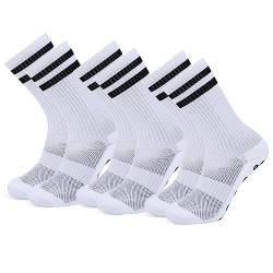 TAGVO Herren Fussball Socken 3 Paar Grip Socken Fussball SportSocken Outdoor-Sport-Laufsocken Kompressionsstretch-Socken Sportliche -Fußball-Socken Stutzen Stutzenstrumpf Anti-Rutsch-Socken von TAGVO