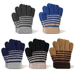 TAGVO Kinder Winter Magische Handschuhe 5 Paar Kinder Dehnbare Warme Magische Handschuhe Jungen oder Mädchen Strickhandschuhe Unisex Knit Vollfinger Fäustlinge für Kleinkind von TAGVO