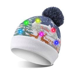 TAGVO LED leuchten Hut Mütze Stricken, Bunte LED Xmas Weihnachten Hut Mütze, Winter Schnee Hut Pullover hässliche Urlaub Hut Beanie Cap von TAGVO