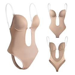 TAGVO Rückenfreier Body Tiefen RüCkenausschnitt Shaper BH, Partykleid mit transparenten Trägern , unsichtbare BHS für die Bauchkontrolle von Damen Nude L von TAGVO