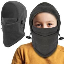 TAGVO Sturmhaube Winter Kinder 4-10 Jahre, Antistatisch Warm Fleece Skimaske mit Kordelzug, Atmungsaktiv Elastizität Balaclava Nackenwärmer Hals Gaiter für Jungen und Mädchen Outdoor-Aktivitäten von TAGVO