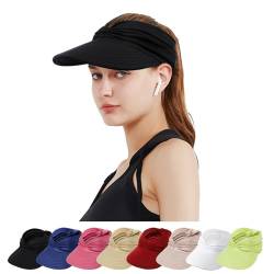 TAGVO Sun Visor Hüte für Damen, mit großer Krempe Faltbar Visor Cap Strand Hut Sonnenschutz UPF 50+ Konzipiert für Outdoor-Sportarten wie Strand-Volleyball,Golf,Baseball,Tennis,Badminton,Laufen von TAGVO