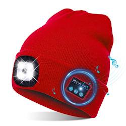 TAGVO USB LED Mütze Kappe Bluetooth 5.0 Mütze, Integrierter Stereolautsprecher & Mikrofon, Winter Warm Gestrickte Beleuchtung Drahtlose Bluetooth Headset Musik Hut für Laufen Wandern Herren Damen von TAGVO