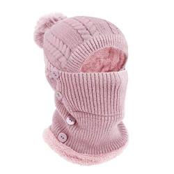 TAGVO Winter Warm Strickmütze&Halswärmer-Sets, Flexible Strickmütze mit Haarball, weiches, dickes Fleece gefüttert, verstellbare Gesichtsmaske für Frauen für Outdoor-Sportarten, Wintergeschenk von TAGVO