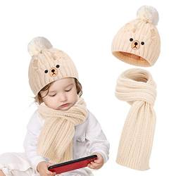 TAGVO Wintermütze Beanie Hut Schal Set für Kinder, Kinder Jungen Mädchen Mütze Schal Set Wintermütze Beanie Hut Schal Set für Kinder, Winter Set Mütze und Strick Schal für Mädchen, 3-10 Jahre von TAGVO