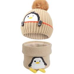 TAGVO Wintermütze Beanie Hut Schal Set für Kinder, Winter verdicken Fleece gefüttert thermisch gestrickte Mütze Halswärmer Set, für Kinder Kinder Jungen Mädchen, 3-6 Jahre von TAGVO