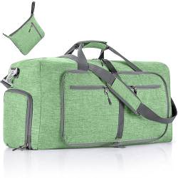 120L große verstaubare Reisetasche für Übernachtung, Wochenende, Handgepäcktasche, faltbare Sporttasche mit Schuhfach für Männer und Frauen, Farbe A von TAHUAON