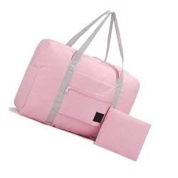 Faltbare Duffles Tasche für Damen & Herren, wasserdichte leichte Reisetasche für Sport, Fitnessstudio, Urlaub, Rosa, Farbe A von TAHUAON