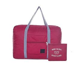 Große Kapazität Reise Duffel Tote Bag, Tragbare Gepäck Faltbare Aufbewahrungstasche mit, Reisetasche Kleidung Aufbewahrungstasche, Wasserdichte Reisetaschen Rot, Farbe A von TAHUAON