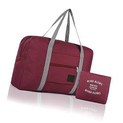 Packbare Reisetasche Reisetasche Tragetasche Handgepäck Wochenender Übernachtung Sport Duffle für Kinder Mädchen Große Kapazität Mode Reisetasche Rot, Farbe A von TAHUAON