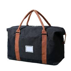 Reise-Reisetasche,Persönliche Gegenstände Carry on Große Sport Gym Tasche,Erweiterbare Gepäcktasche mit Trolleyhülle, Schwarz , 52*30*18cm von TAHUAON