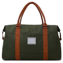 Reise-Reisetasche,Persönliche Gegenstände Carry on Große Sport Gym Tasche,Erweiterbare Gepäcktasche mit Trolleyhülle, grün, 42*30*15cm von TAHUAON