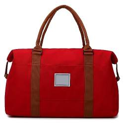 Reise-Reisetasche,Persönliche Gegenstände Carry on Große Sport Gym Tasche,Erweiterbare Gepäcktasche mit Trolleyhülle, rot, 42*30*15cm von TAHUAON