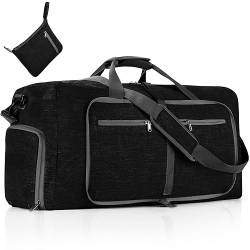 Reisetasche für Damen und Herren, 120 l, faltbar, Wochenend-Übernachtungstasche mit Schuhfach und Schultergurt, leicht, wasserdicht, Farbe A von TAHUAON