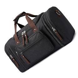 Segeltuch-Seesäcke, zwei Seitentaschen für Erweiterungen für Unisex-Wochenend-Tagesrucksack, große Reisetasche (schwarz), Farbe A von TAHUAON