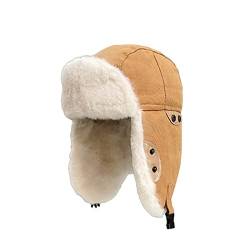 TAHUAON Winter Trappermütze - Russische Uschanka Trooper Fliegerhüte für Herren & Damen - Schnee Eskimo Mütze mit Ohrenklappen für kaltes Wetter, Orange, One size von TAHUAON