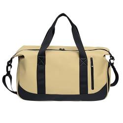 Travel Duffle Bag - Fashion PU Lether Gym Bag Weekend Bag with Shoe Compartment - Foldable Sports Bag Carry on Bag Overnight Bag - Travel Duffel Bag Weekender Bag for Men and Women - Khaki, Farbe A von TAHUAON