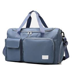 Turnbeutel für Frauen, wasserdichte Duffle Bag Carry On Weekender Tasche mit Schuhfach & Nasstasche, Tragetasche für Reisen, Workout, Sport, blau von TAHUAON