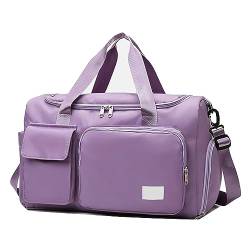 Turnbeutel für Frauen, wasserdichte Duffle Bag Carry On Weekender Tasche mit Schuhfach & Nasstasche, Tragetasche für Reisen, Workout, Sport, violett von TAHUAON