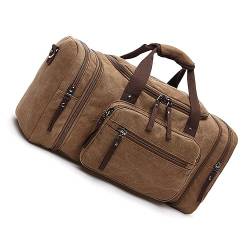 Unisex Reisetasche aus Segeltuch, Reisetasche, Reisetasche, Wochenendtasche für Damen und Herren (braun), Farbe A von TAHUAON