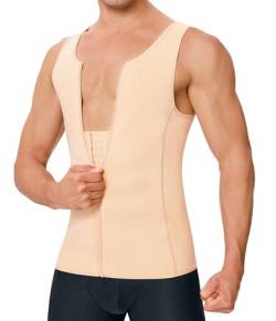 TAILONG Herren Kompressionsshirt für Körperabnehmen, Tank-Top, Shaper enges Unterhemd, Bauchkontrolle, Girdle, Beige, L von TAILONG