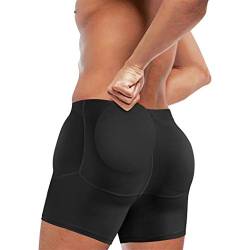 TAILONG Herren Unterwäsche Boxershorts Bauchweg Body Shaper Verbesserung Butt Lifter Shapewear mit abnehmbaren Gepolstert, schwarz, Medium von TAILONG