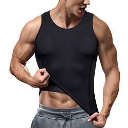 TAILONG Kompressionsshirts für Herren, Shapewear Schlankheits-Body Shaper Taillentrainer, Weste, Workout, Tank Tops, Bauchunterhemden, Schwarz, 3XL/4XL von TAILONG