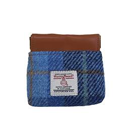 Harris Tweed Geldbörse Lippenstiftbeutel, Wolle, PU-Leder, tragbare Kosmetiktasche für Damen, Blau, Kunst von TAILORMAP