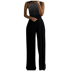 TAIMOWEI Jumpsuit Damen Elegante, Spitze Spleißen Festlich Hochzeit Damen Lang Weites Bein Hosen Hohe Taillen Elegant Einteiler Overall Frauen Blumenspitze Business Party Breites Bein Hosenanzug von TAIMOWEI