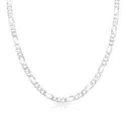 TAIPAN Elegante Halskette für Männer (Figaro) - Kette für Männer und Frauen aus 925 echtem Silber - Breite 4mm - Länge 50-55-60 cm - Kette Anti-Anlauf - Zertifikat Made in Italy (50) von TAIPAN