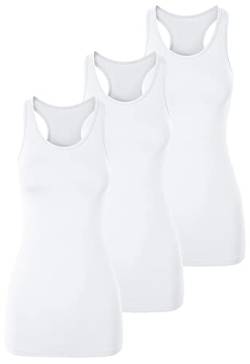 TAIPOVE Damen Racerback Tank Top Lange Camisole Ärmellos Yoga Shirts Workout Tops 3er-Pack, 3 x Weiß, Mittel von TAIPOVE