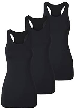 TAIPOVE Damen Racerback Tank Top Lange Camisole Ärmellos Yoga Shirts Workout Tops 3er-Pack, 3pcs Schwarz, 3X-Groß von TAIPOVE