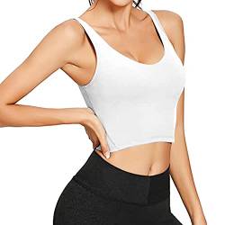 TAIPOVE Damen Sport BH Tops Crop Top Basic Bra Nahtloser Gepolstert Bustier Bügelloser, Weiß, M von TAIPOVE