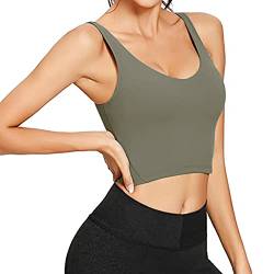 TAIPOVE Sport-BH Yoga Oberteil Abnehmbare Polsterung Ohne Bügel Fitness Essentials Tops für Damen, Oliv, XL von TAIPOVE