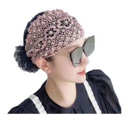 2024 Neues perlenbesetztes Blumenspitzen-Stirnband, Frauen-Blumenspitzen-Kopftuch-Haarabdeckung Kopftuch-Kopftuch-Hüte für Frauen Mädchen (pink,One Size) von TAITUS