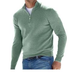 TAITUS Herren Quarter Zip Pullover Pullover Pullover Lässig Weicher Strick Stehkragen Basic Pullover Polo Sweatshirt (Green,4XL) von TAITUS