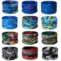 TAIYUNWEI Outdoor Multifunktionstuch Sport Magic Nahtlose Schal Magic Kopftuch Elastische Stirnband Bandana UV Widerstand Sport Kopfbedeckung für Reiten Motorradfahren Wandern Angeln Yoga (12 Stück) von TAIYUNWEI