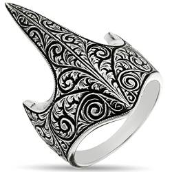 Gestempelt 925 Sterling Silber Auferstehung Ertugrul Ring Türkisch Osmanischer Bogenschütze Daumen Herren Ring Silber Charms Geschenk für Mann (62) von TAKILINGO