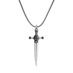 TAKILINGO 925 Sterling Silber Schwert Anhänger Halskette Zirkon Stein Schwert Schmuck Geschenke für Frauen Männer Jungen (60) von TAKILINGO