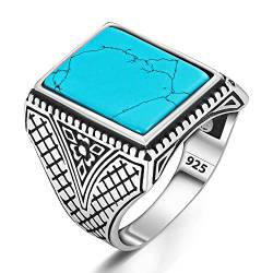 TAKILINGO Gestanzter Ring aus massivem 925er Sterlingsilber Türkis handgefertigt Silberschmuck Geschenk für Männer (69) von TAKILINGO