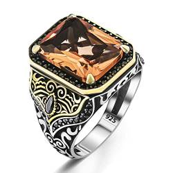 TAKILINGO Gestanzter Zultanit-Ring aus massivem 925er Sterlingsilber, türkischer handgefertigter Herrenring, Geschenk für ihn, Sterlingsilberschmuck (66) von TAKILINGO