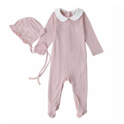 TALENTBABY Baby Mädchen Valentinstag Strampler Kleinkind Mädchen Outfits Neugeborenes Kleinkind Bodysuit + Rüschenmütze 2-Pack Baby Mädchen Frühling Jumpsuits Kleidung für 0-3 Monate von TALENTBABY